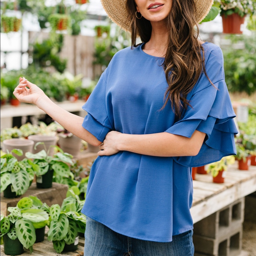 Ruth Ruffled Sleeve Top In Mauve - Picture 8 of 8